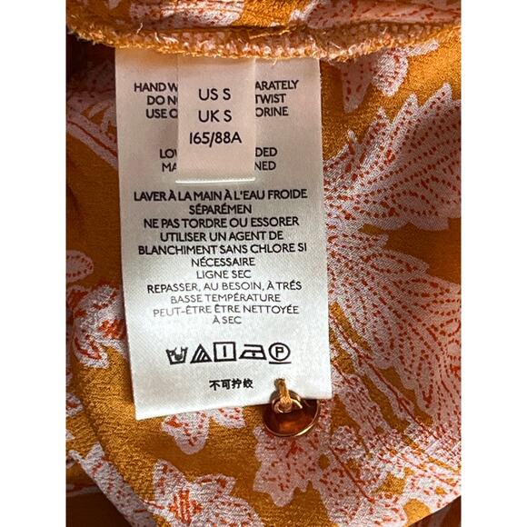 Anthropologie Orange Pink Floral Tiered Ruffle Tunic Dress Small Boho Viscose - Picture 10 of 10